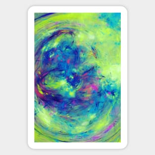 Neon Graffiti Splash Blue and Lime Abstract Artwork Sticker